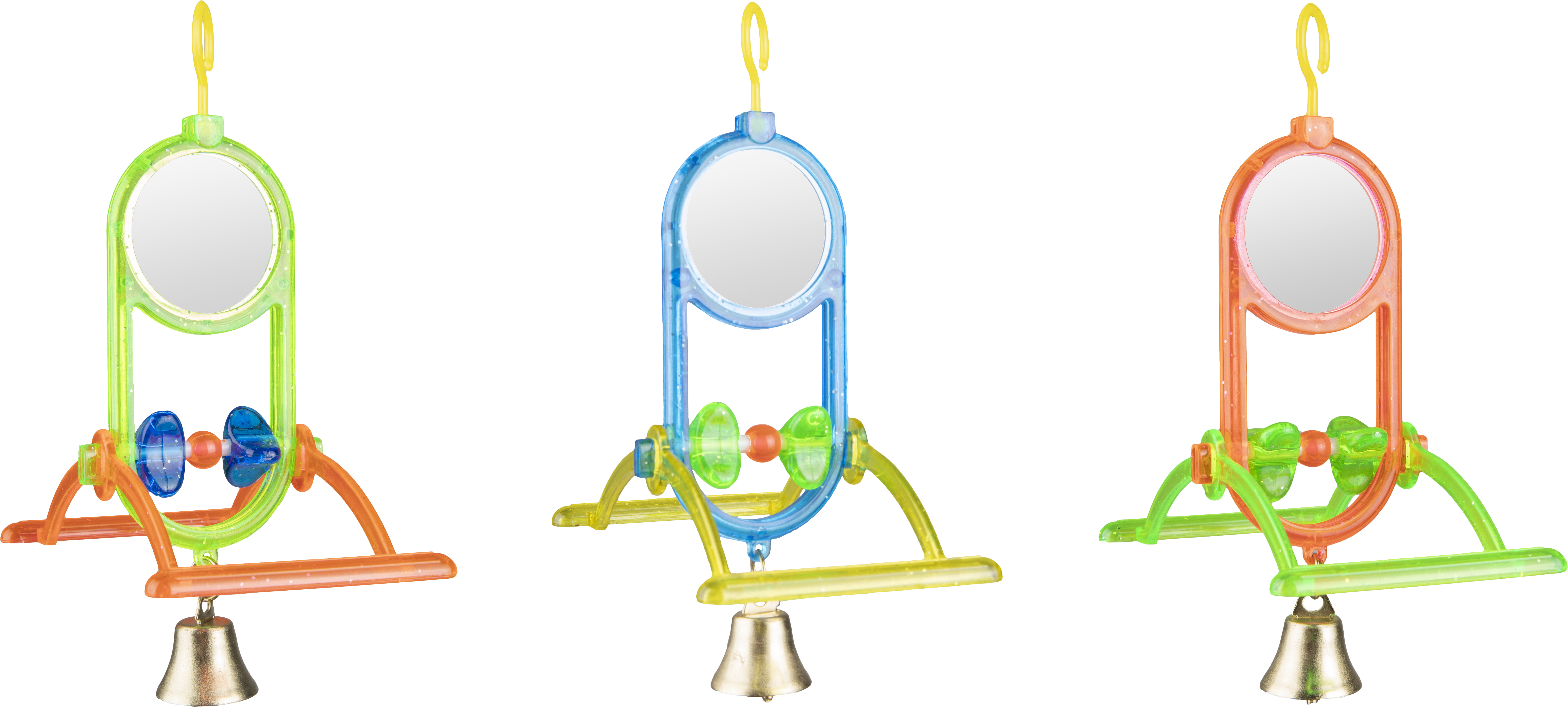 Игрушка для птиц, зеркало с жёрдочками и колокольчиком