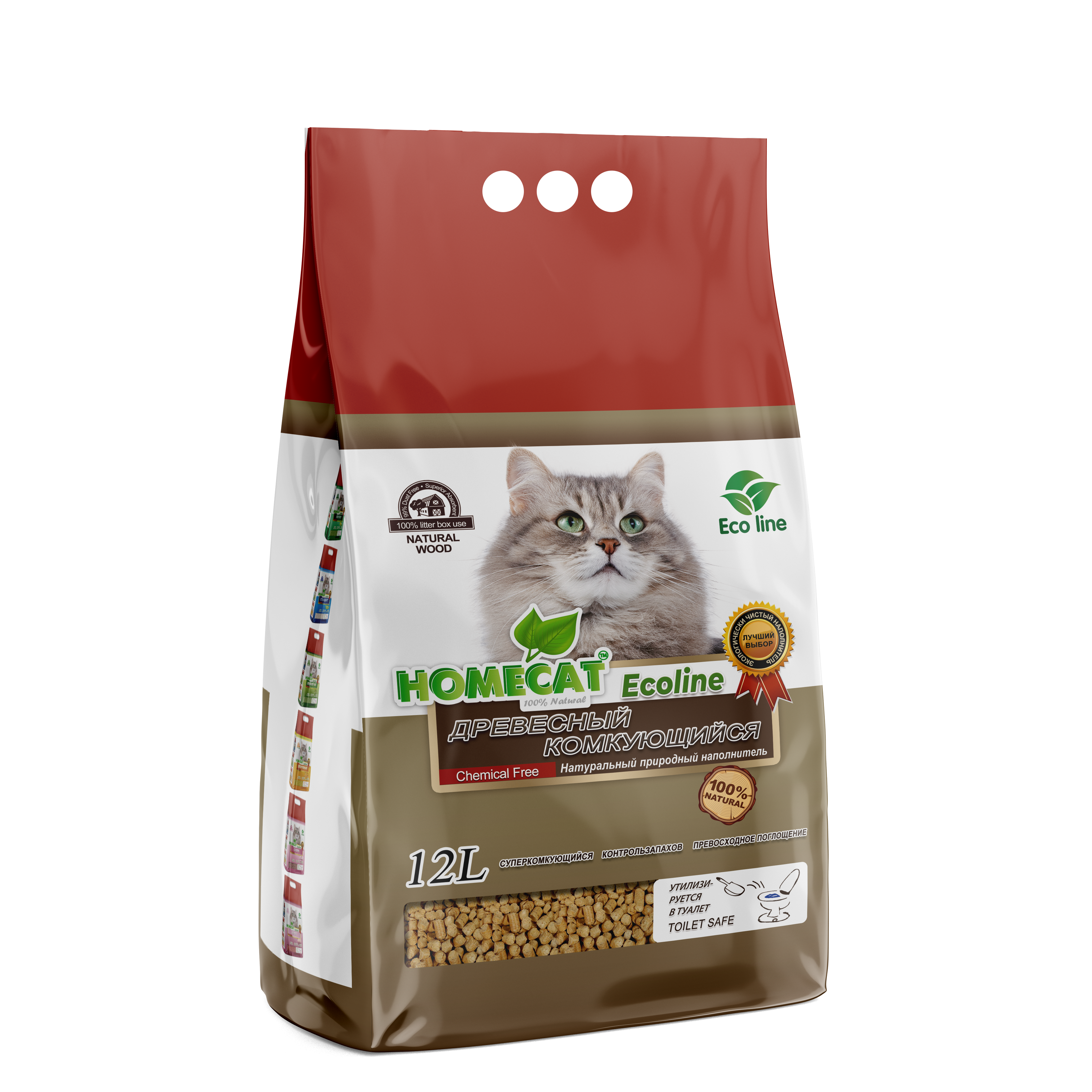 Наполнитель HOMECAT Eco Line древесный комкующийся
