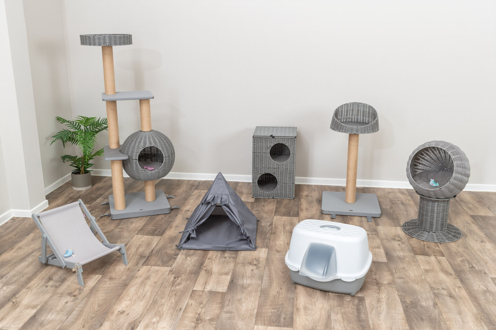 Домик для кошки Палатка, п/э, серый